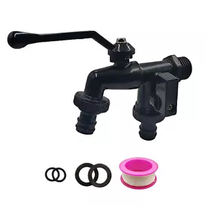 Outdoor Garden Water Faucet with Double Outlet Brass Water Faucet 1/2 Inch Inlet - Picture 1 of 11