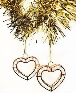 4 Gold Diamant Herz Hängedeko Party Weihnachten Hochzeit Baumschmuck - Bild 1 von 1