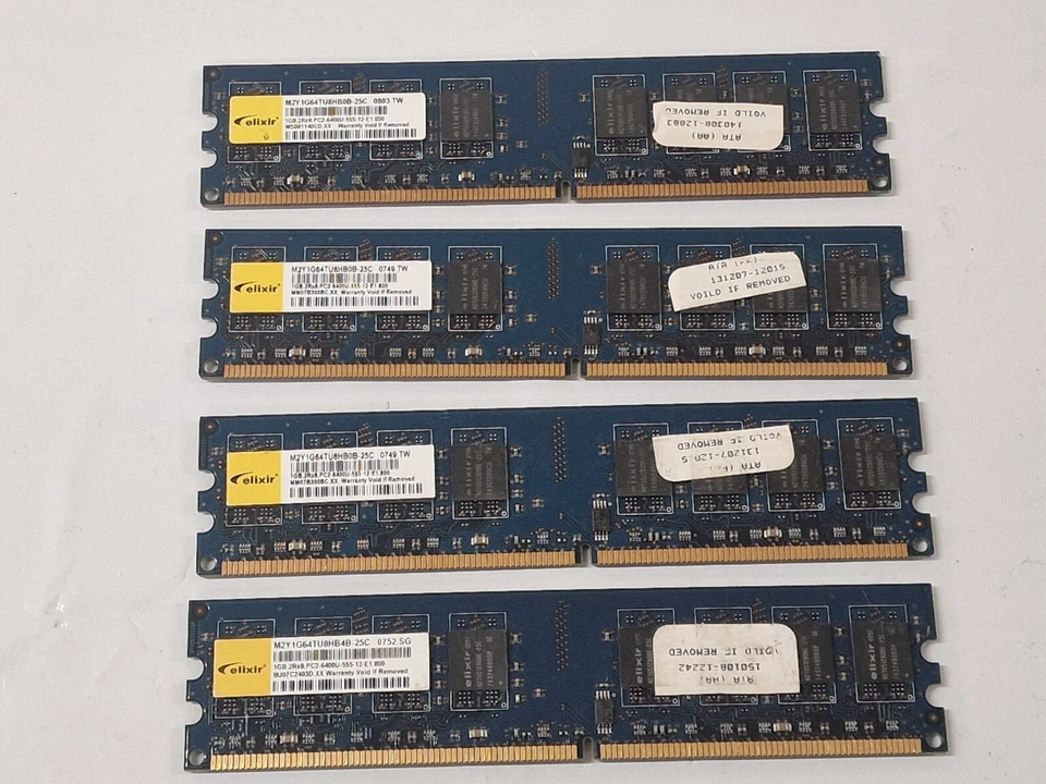 4 x M2Y1G64TU8HB0B-25C Elixir 1GB PC2-6400U-555-12-E1 Memory RAM DDR2-800MHz - Image 1 of 4
