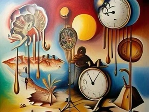 Salvador Dali Artist Oil Painting Canvas Signed Stamped Hand Handmade Vintage - Picture 1 of 3