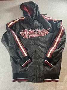 Vintage Ecko Unltd Bomber Jacket M Oversized Y2K Baggy Hooded Striped Full Zip - Picture 1 of 16