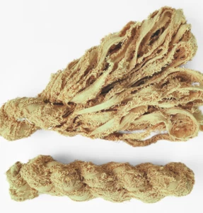 camel cotton frizz ribbon, shaggy edge fibre, macrame weaving textile brown - Picture 1 of 6