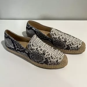 Stuart Weitzman Women's White Gray Catalan Snake Print Espadrilles Sz 8 Slip On - Picture 1 of 9