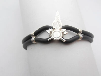 COZZI GIOIELLI Vigili del Fuoco : Braccialetto in Argento 925 e Caucciù - Bracciale Pompieri
