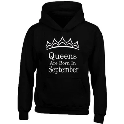 Tiara WHITE - Queens Are Born In SEPTEMBER HOODIE Sweatshirt Best Birthday - Image 1 of 4