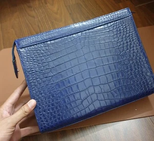 Marineblau 100 % echt, Echtleder Haut Herren Handtasche, Clutch Taschen-anpassen - Bild 1 von 9