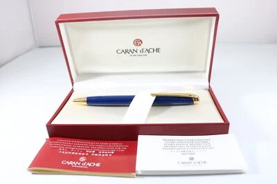 Vintage Caran d'Ache Leman Sapphire Blue Ballpoint Pen, GT (Cased & Refill) - Image 1 of 4