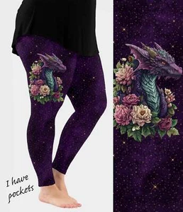 Leggings viola con drago elegante con tasche - Foto 1 di 2
