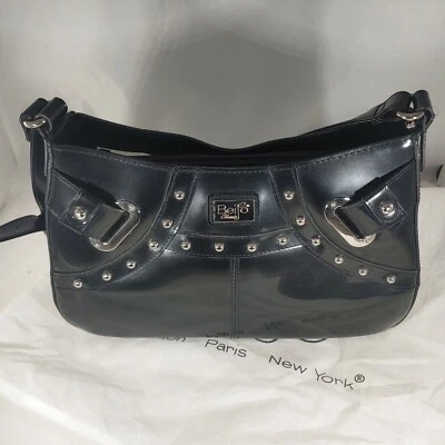 BEIJO Charol Negro Imitación Cuero Hobo Bolso de Hombro Cartera Plateado Tachuela con Bolso Foto 1 de 4