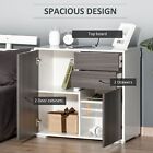 Side Storage Cabinet with 2 Door Cabinet and 2 Drawer for Home Office Grey/White