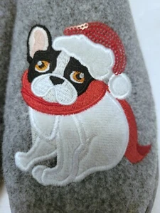 Kooba Womens Christmas Slippers Boston Terrier Frenchie House Shoes SM 6/7 - Picture 1 of 7