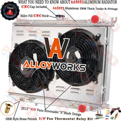 2 Row Radiator Shroud Fan For 1986-1994 Nissan D21/95-97 Pickup/87-95 Pathfinder Foto 1 de 4