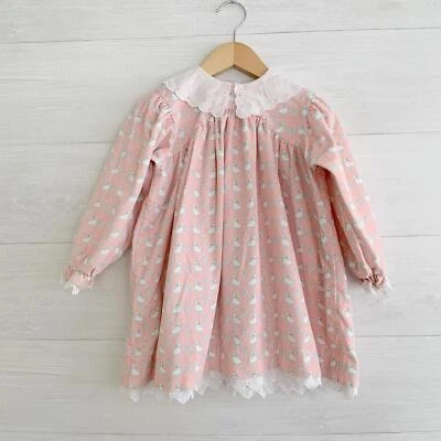 Vintage Oshkosh - Vestido de veludo rosa pato ganso, 4T - Imagem 1 de 4