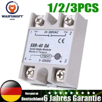 24V-380 V SSR-40DA 40A 3-32 V DC-AC Solid State Relais-Modul Schützsteuerung DE - Bild 1 von 4