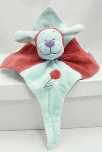 Tex doudou plat chien velours tissu bleu rose foncé attache tétine21 cm environ - Picture 1 of 2