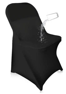 50PCS Black Stretch Spandex Folding Chair Covers for Wedding Party Dining - Picture 1 of 8