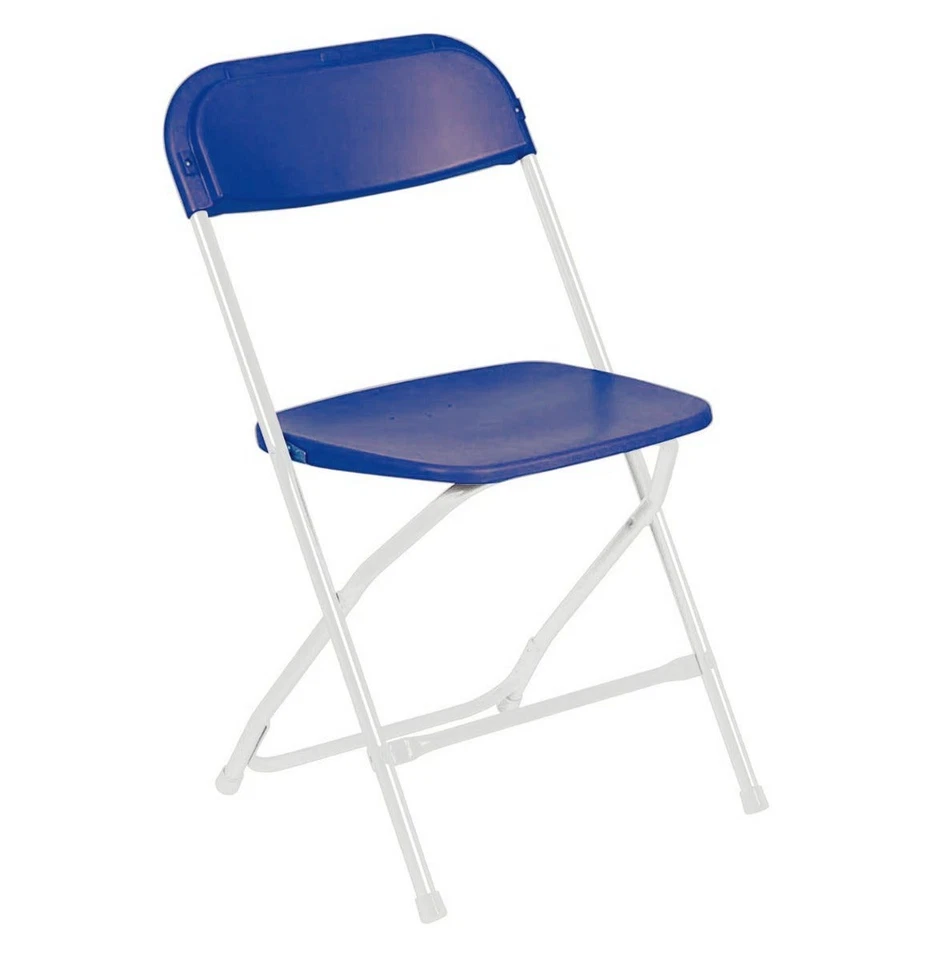 Plastic Folding Chairs Blue 4 Pack Indoor Outdoor Event Party 700 lb Capacity - Image 1 of 4