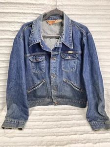 Vintage 1980s Rustler Denim Trucker Jacket Western Cowboy Size XL USA Thrashed - Picture 1 of 16