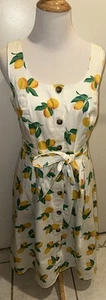 The Limited Dress with Lemon Pattern Print Button Up Sleeveless & Pockets SZ PS - Picture 1 of 9