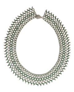 Vintage Indianer Stil Perlen Halsband Halskette-weiße & grüne Samen - Bild 1 von 5