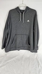 Adidas Herren 4x grau Fleece Hoodie weiß Logo Langarm Tasche - Bild 1 von 5