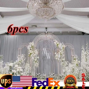 6pcs White Weddings Ceiling Drapes Backdrop Curtains Draping Sheer Voile Decor - Foto 1 di 18