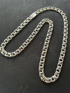 Heavy Thick Double Curb Chain 925 Solid Sterling Silver 26" Inch (66cm) 92g 10mm - Picture 1 of 12