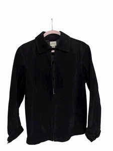 Chico’s Black 100% Leather Suede Zip Jacket Size 1 (S/M) Minimalist Classic - Picture 1 of 6
