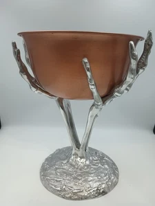 Heavy Cast Metal Skeleton Hands Metal Bowl Halloween Candy Kettle Dish 12" Tall - Picture 1 of 9