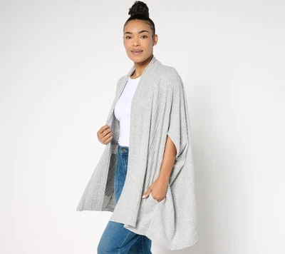 Suéter para mujer Cuddl Duds talla S costilla variada cocoon envolvente gris A656109 Foto 1 de 4