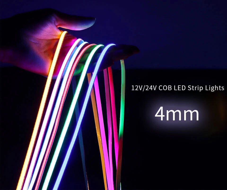 Ultra Thin COB LED Strip DC 12V 4mm Width Flexible 480LEDs/m Tape Light Strips - Image 1 of 4