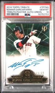2014 TOPPS TRIBUTE NOMAR GARCIAPARRA TRIBUTE PASTIME AUTO GREEN PSA 10 GEM - Picture 1 of 2