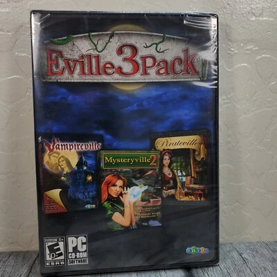Eville 3 Pack PC Video Games 2010 CD-ROM Vampireville iWin Games New Sealed - Image 1 of 4
