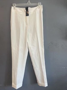 Bebe Women's Dress Pants Size 4 Natural Waist Back Elastic Detail Slim Leg White - Picture 1 of 7