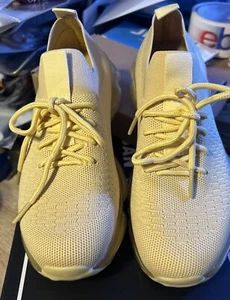 NIB Urban Sport by J/Slides Dyann Yellow Knit Sneakers, Women's Size 6 M - Picture 1 of 12