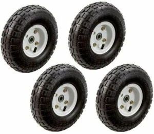 Set 4 Pneumatici 10 Pollici su Ruota Mozzo Bianco per Camion Manuale Dolly Wagon - Foto 1 di 6
