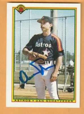 Dan Schatzeder Houston Astros AUTO Signed 1990 Bowman Villa Park Illinois - Image 1 of 2