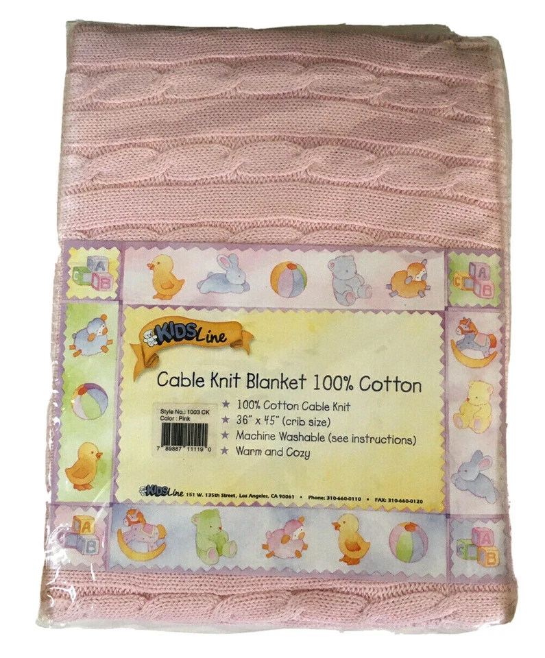 Manta tejida cable rosa línea 100 % algodón 36" x 45" Foto 1 de 1