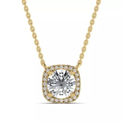 Colgante de diamantes tratados blancos de 6 quilates enchapado en oro amarillo color VVS1 certificado F Foto 1 de 4