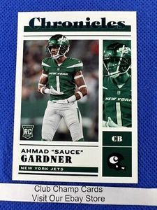 2022 #38 Ahmad "Sauce" Gardner Panini Chroniken Fußball blaugrün Parallel Jets RC - Bild 1 von 2