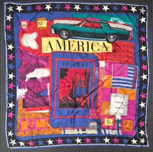 Perry Ellis BOAC Silk scarf America Cabin Crew Fly by USA Vintage Fashion - Picture 1 of 8
