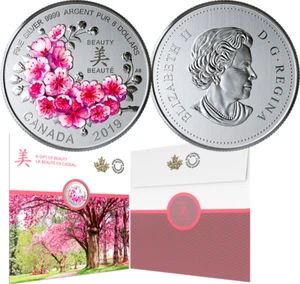 2019 Brilliant Cherry Blossoms Beauty Bloom $8 1/4OZ Pure Silver Canada Coin - Bild 1 von 3