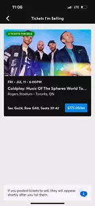 4 Tickets GA Seats 39-42 Coldplay Friday July 11 2025 - Picture 1 of 1