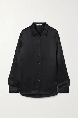 NWT The Row $1,350 Biel Oversized Black Satin Cupro Shirt M Spring 2023 - Image 1 of 4