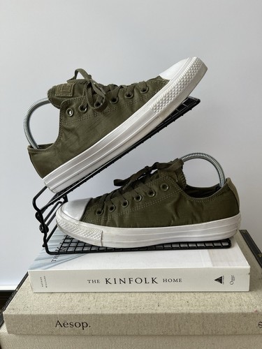 Sneakers stringate Converse All Stars donna verde raso seta taglia UK 7