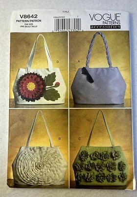 Vogue Sewing Pattern 8642  4 Handbags Lined Purses DIY Fashion Accessories DIY - Image 1 of 4