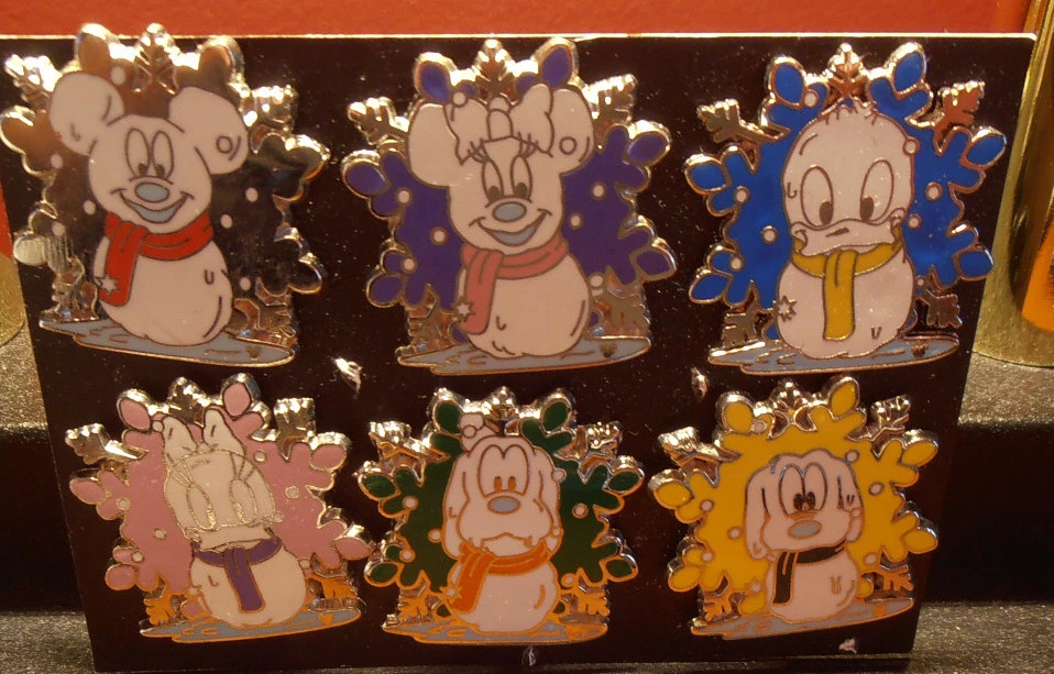 Disneyland Complete Set of  Snowman Collection 2007 Hidden Mickey Lanyard Pins - Image 1 of 1