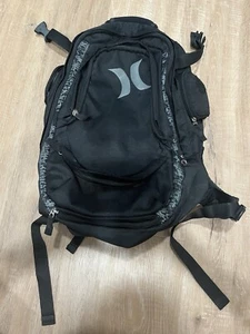 RARE HURLEY Logo Backpack Skateboard Holder Insulated Water Bottle Pockets Black - Picture 1 of 9