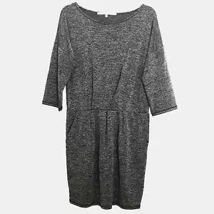 Rachel Roy Black/Silver Pleated Tulip Skirt Dress L 3/4 Sleeves Casual Low Waist - Picture 1 of 9