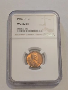 1946-D LINCOLN WHEAT CENT NGC MS 66 RD - Bild 1 von 2